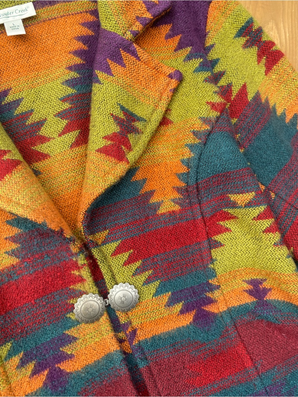 COLDWATER CREEK southwestern aztec print sweater blazer jacket size large - Picture 8 of 14